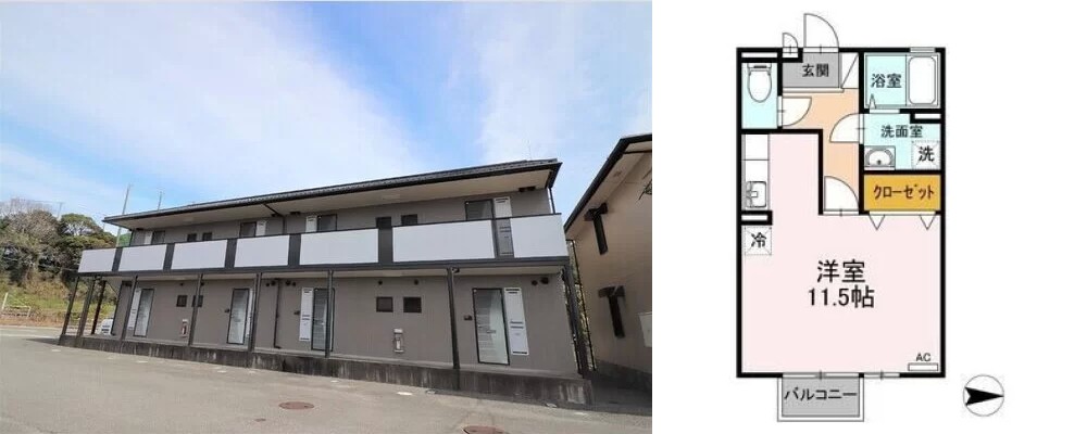 メゾンメール C棟 C202の外観と間取り図