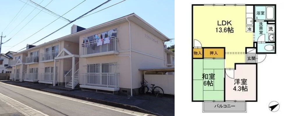 アゼリアパークハウス A棟 A205の外観と間取り図