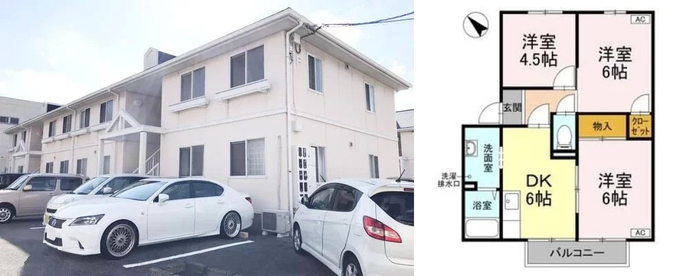 アゼリアパークハウス F棟 F205の外観と間取り図