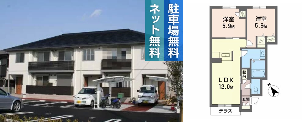 シャーメゾン千里 102の外観と間取り図