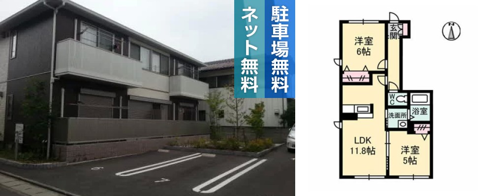 シャーメゾン乙瀬 101の外観と間取り図