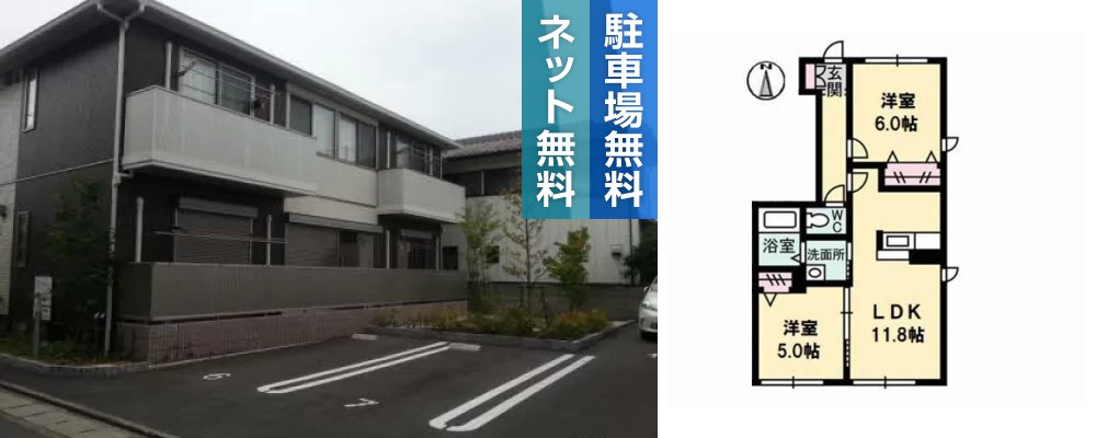 シャーメゾン乙瀬 102の外観と間取り図