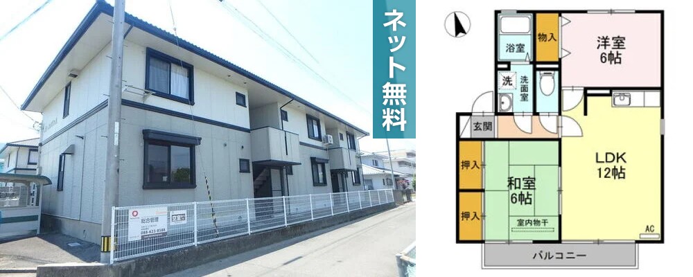 フルールメゾン A棟 201の外観と間取り図