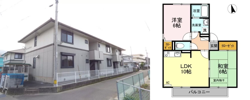 フルールメゾン A棟 203の外観と間取り図