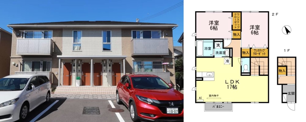 ルーエ II棟 II201の外観と間取り図