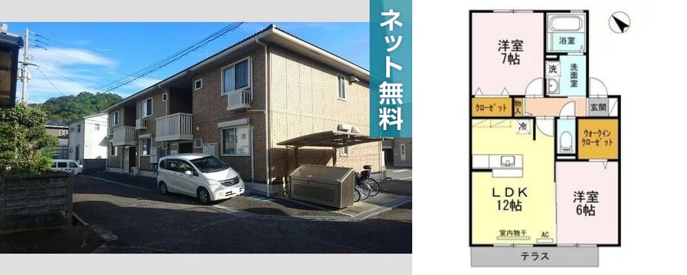 グランモア羽ノ浦 203の外観と間取り図