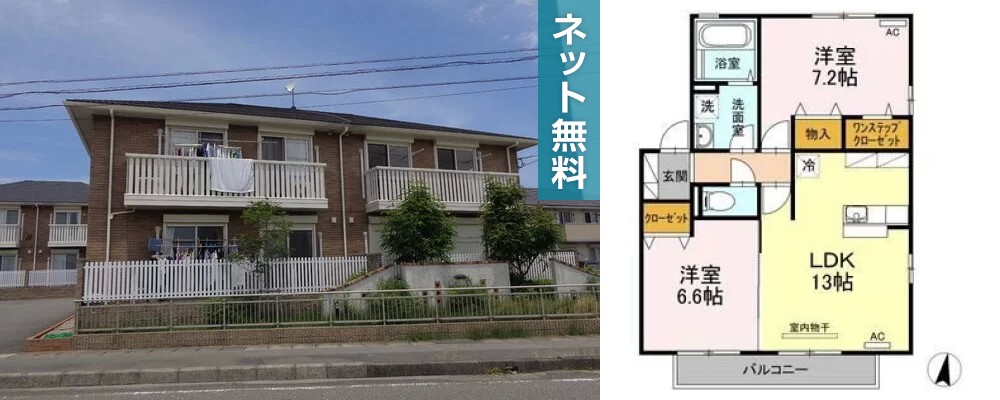 サンモール・Y A棟 A201の外観と間取り図