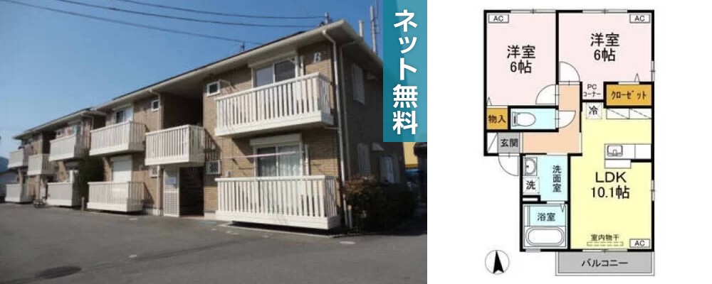 ルミエール鳴門 B棟 202の外観と間取り図