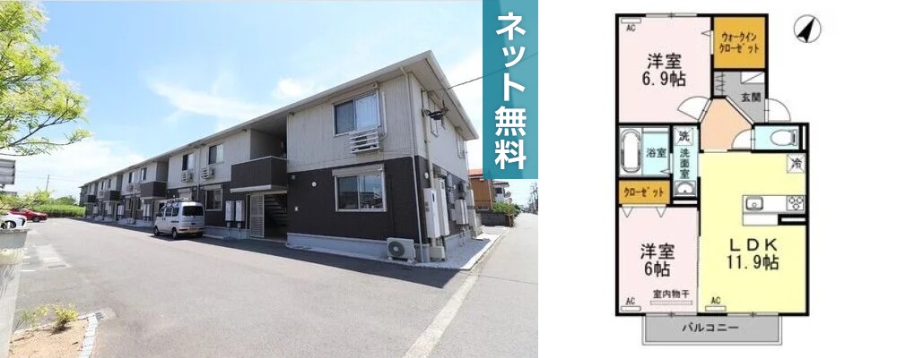 アムール21 E棟 E207の外観と間取り図