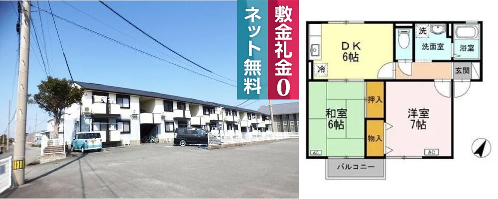 エスパシオ那賀川 B棟 201の外観と間取り図