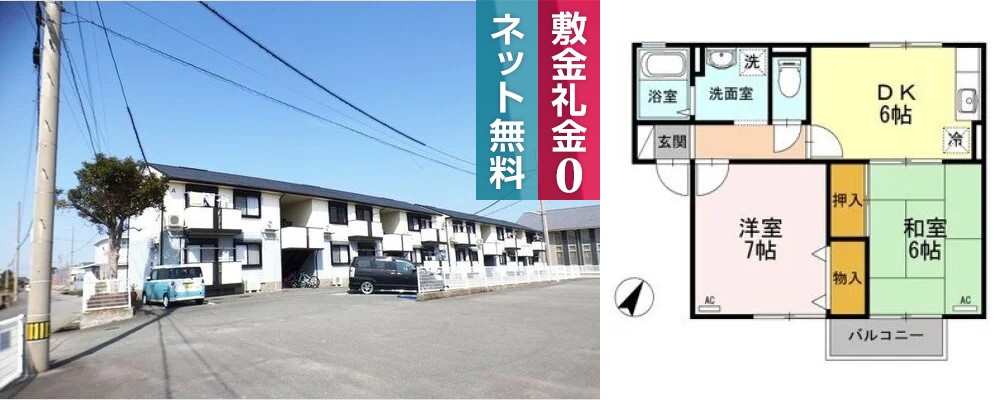 エスパシオ那賀川 B棟 202の外観と間取り図