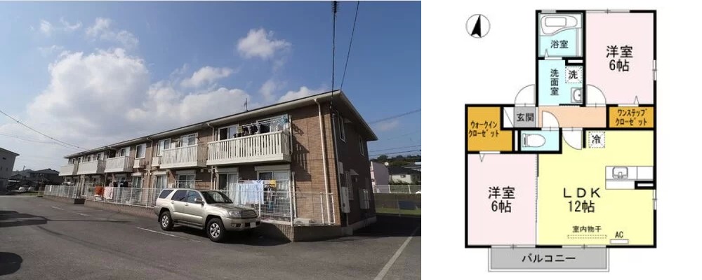 プリマ クレール B棟 201の外観と間取り図