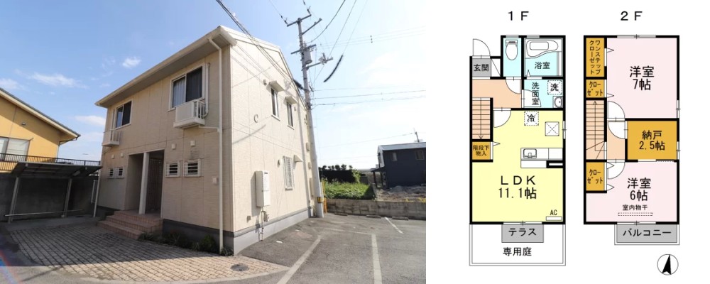 プリマ クレール C棟 101の外観と間取り図