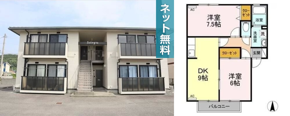 ソレジオ鳴門 201の外観と間取り図