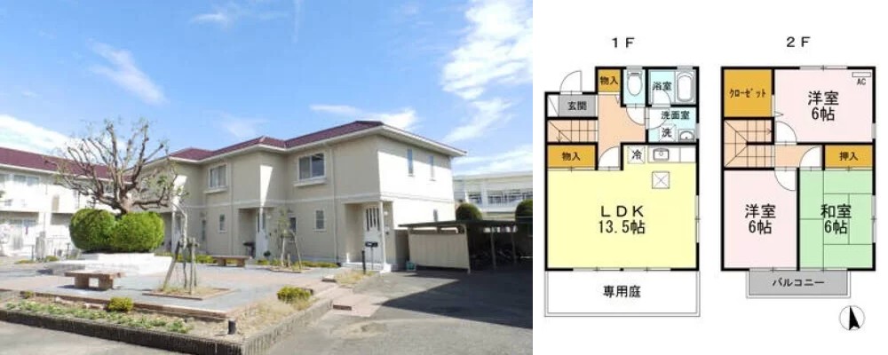 ガーデンタウン松島 B-3棟 B31の外観と間取り図