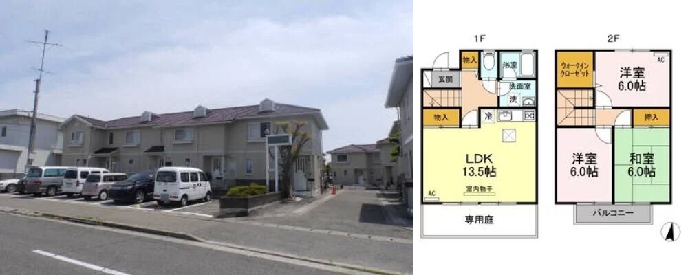 ガーデンタウン松島 C-1棟 C13の外観と間取り図