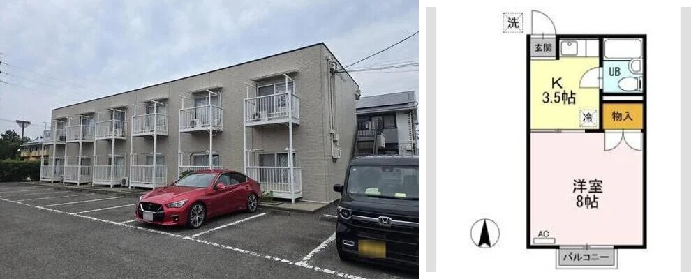 第二立岩ハイツ 103の外観と間取り図
