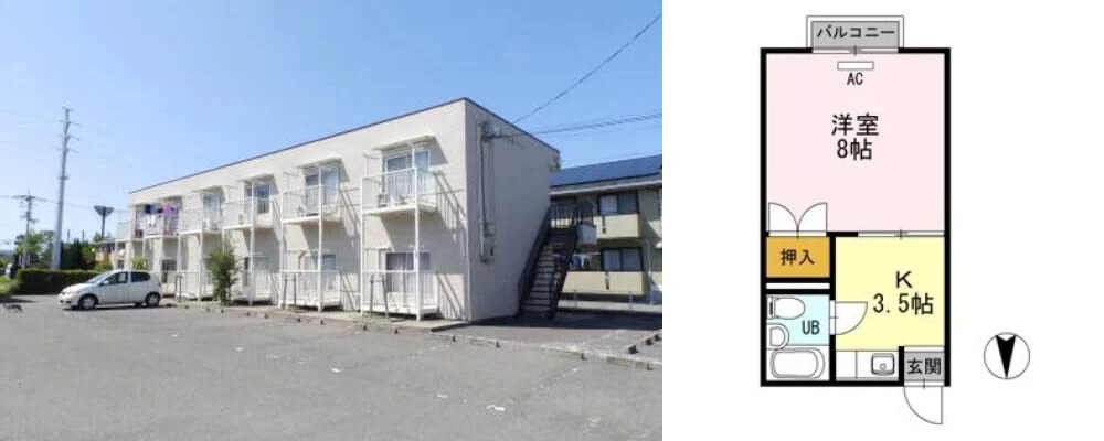 第二立岩ハイツ 104の外観と間取り図