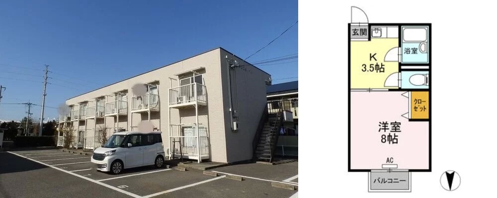 第二立岩ハイツ 201の外観と間取り図