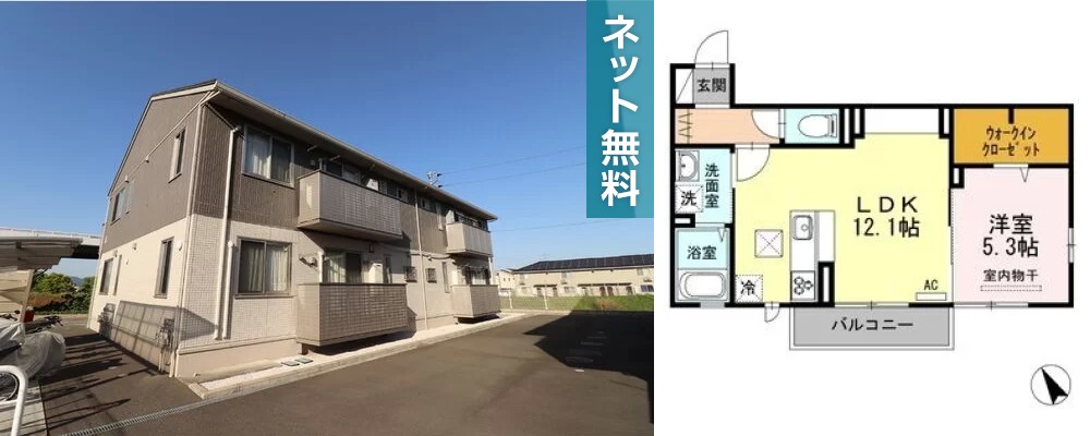 WIT CUBE A棟 102の外観と間取り図
