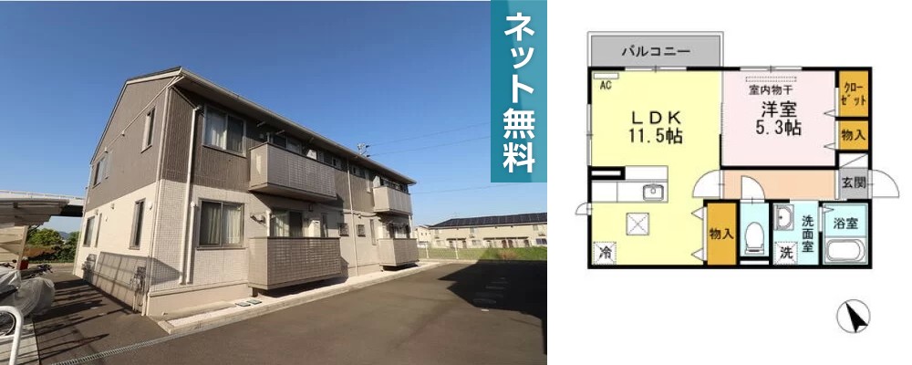 WIT CUBE A棟 105の外観と間取り図