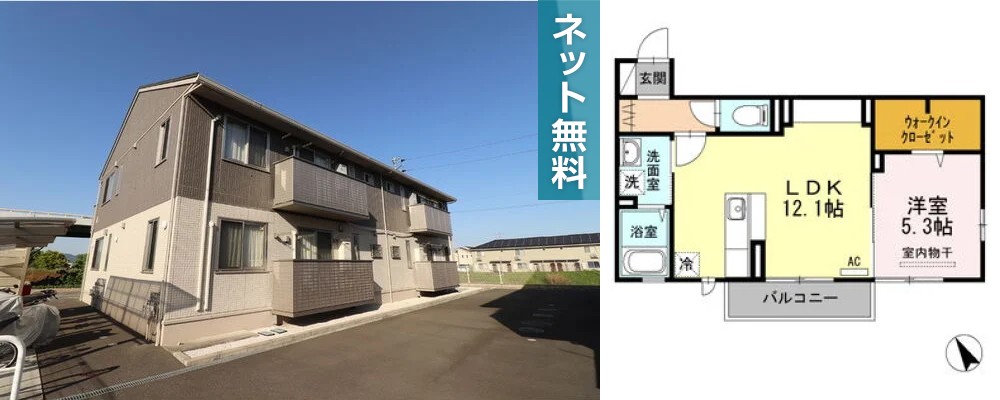WIT CUBE A棟 202の外観と間取り図