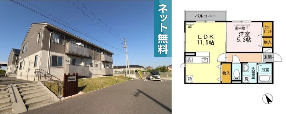 WIT CUBE B棟 205の外観と間取り図