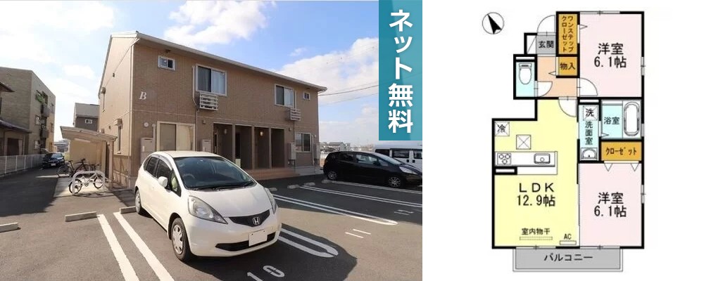 アヴニール優 B棟 101の外観と間取り図