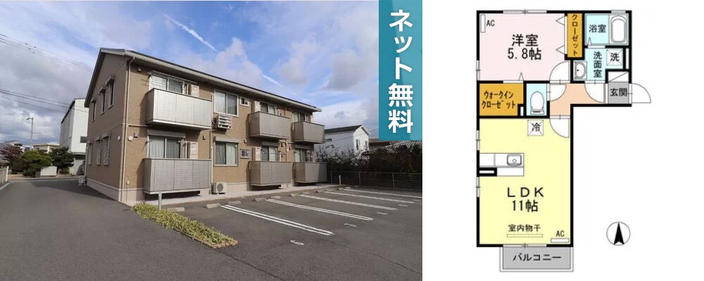 サニープレイス A棟 203の外観と間取り図