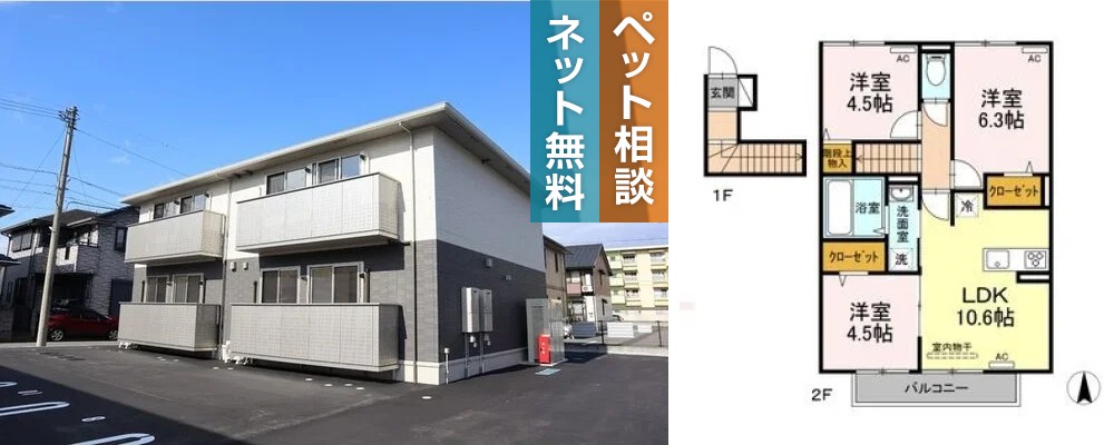 ルーチェ A棟 201の外観と間取り図