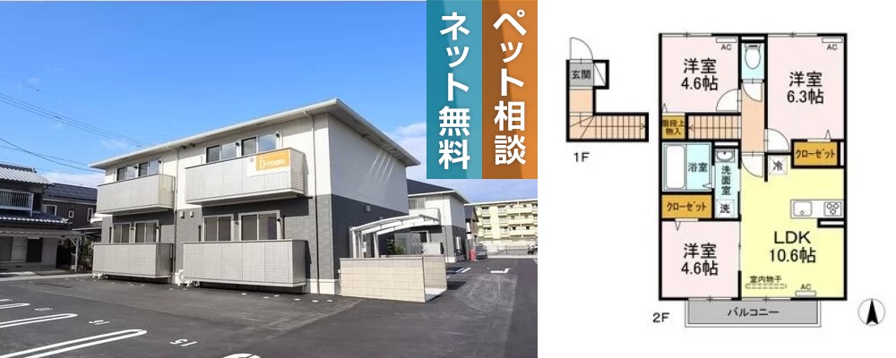 ルーチェ B棟 202の外観と間取り図