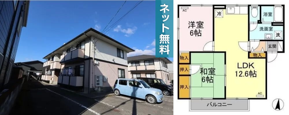 グランヴェール三河 B棟 201の外観と間取り図