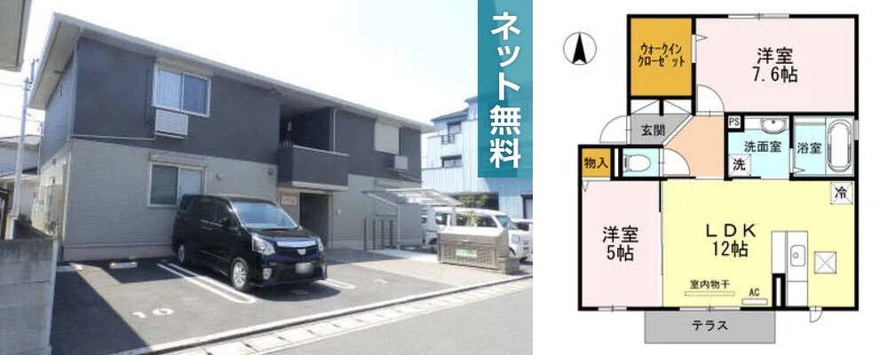 ソレイユ藍住 101の外観と間取り図