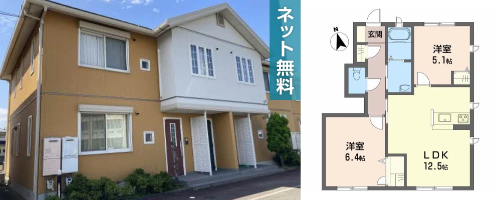 シャーメゾン ボヌール C棟 106の外観と間取り図