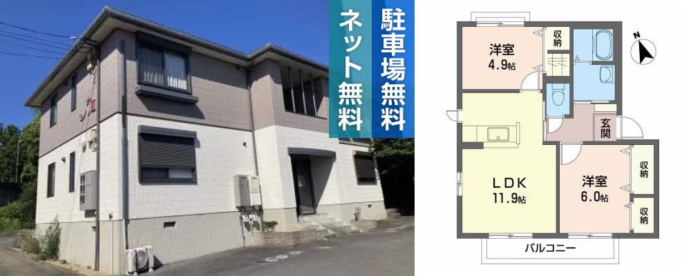 グランシードKIII 206の外観と間取り図