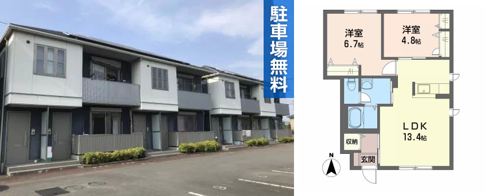 シャーメゾンK C棟 107の外観と間取り図