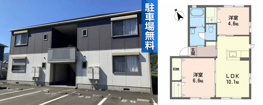 シャーメゾンソレイユ D棟 108の外観と間取り図