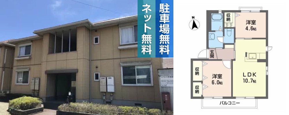 シャーメゾン上板 B棟 205の外観と間取り図