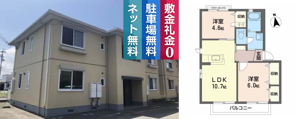 シャーメゾン上板 C棟 206の外観と間取り図