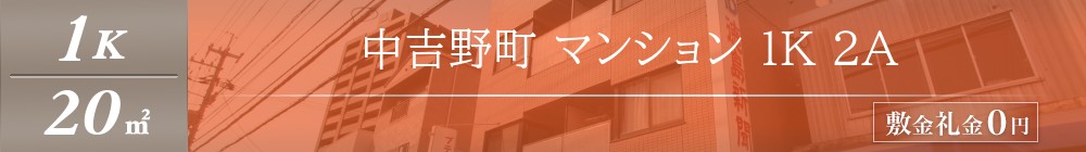 中吉野町 マンション 1K 2A表紙