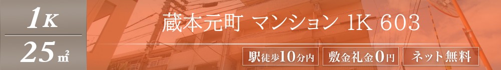 蔵本元町 マンション 1K 603表紙