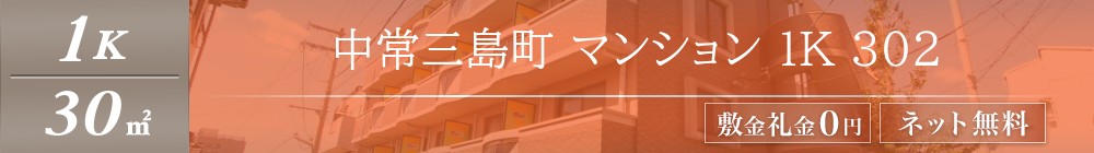 中常三島町 マンション 1K 302表紙