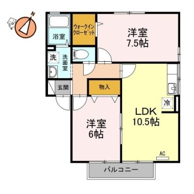 ポルトベール A棟 A202の間取り図