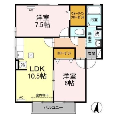 ポルトベール A棟 C101の間取り図