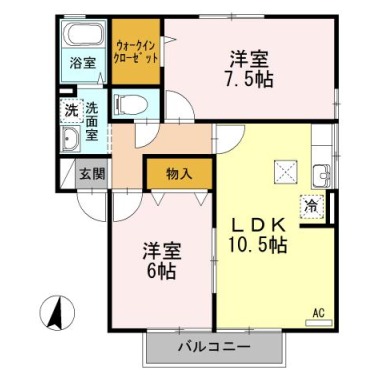 ポルトベール A棟 C102の間取り図