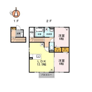 ウィルコート大松 B203の間取り図