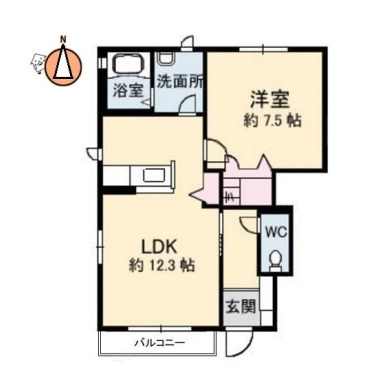 ヒカリハイツA、B A101の間取り図