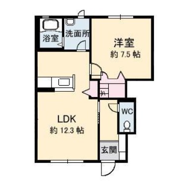 ヒカリハイツA、B A102の間取り図