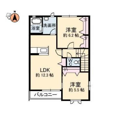 ヒカリハイツA、B A202の間取り図