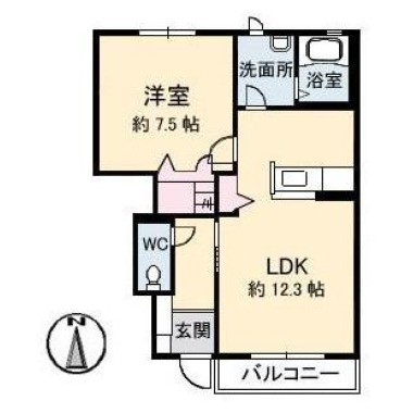 ヒカリハイツA、B B105の間取り図